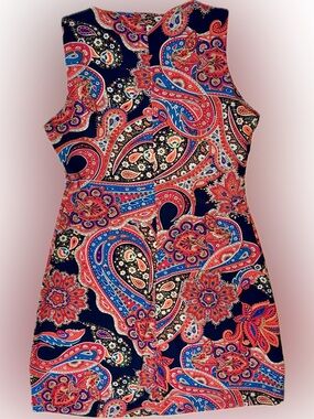 Tommy Hilfiger Navy Paisley Sleeveless Dress with Red and Blue Accents